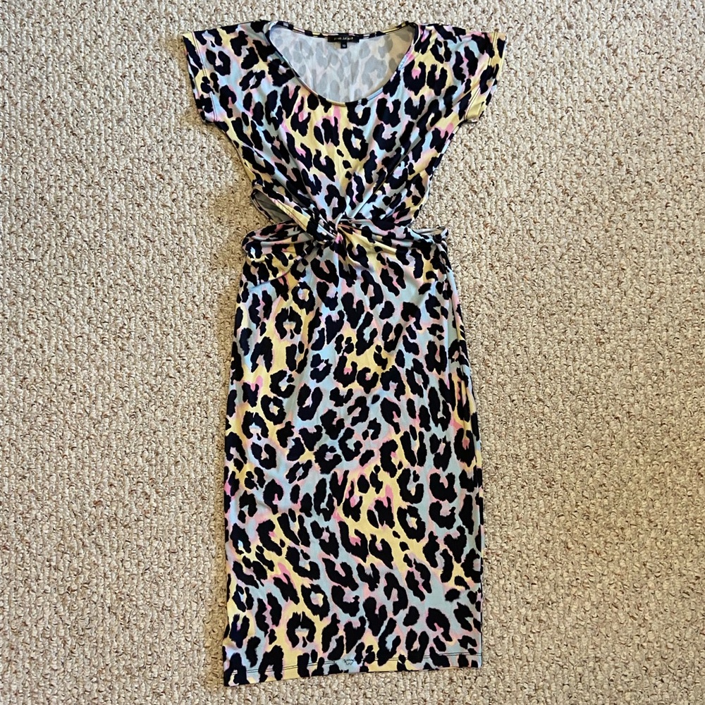 River Island Tie-Dye Leopard Cut out Midi Dress